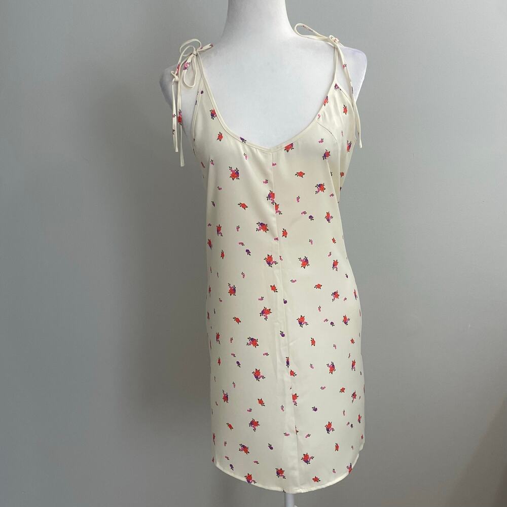 Urban Outfitters Pastel Yellow Floral Tie Strap Slip Dress Size L Coquette Y2K